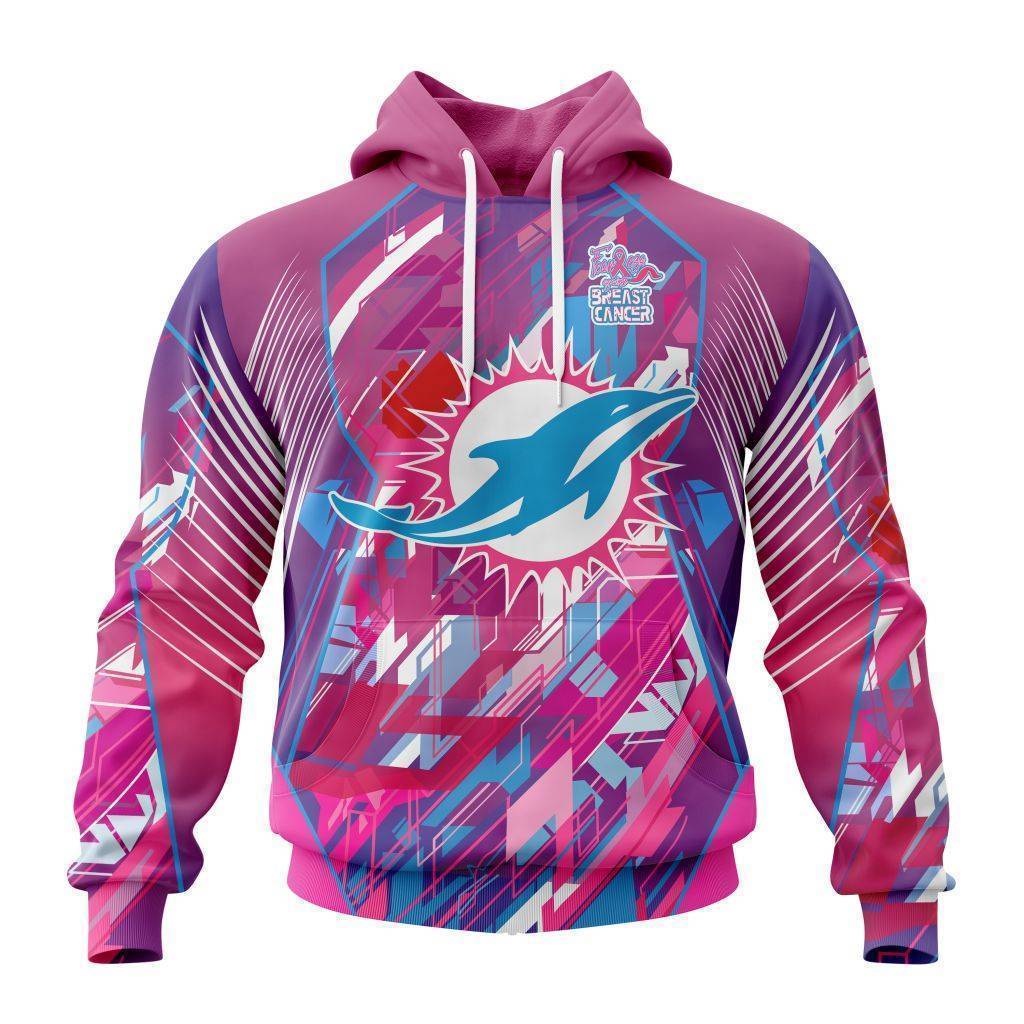 Customized NFL Miami Dolphins I Pink I Can Fearless Again Breast Cancer Unisex Hoodie PH1012