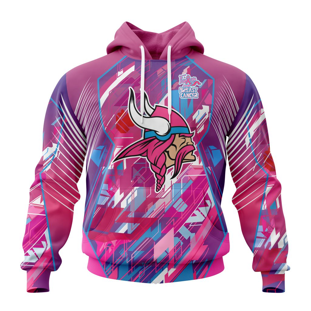 Customized NFL Minnesota Vikings I Pink I Can Fearless Again Breast Cancer Unisex Hoodie PH1018