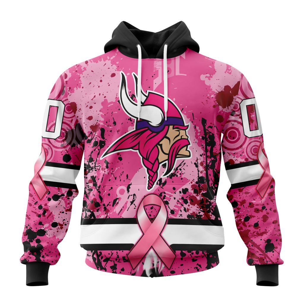 Customized NFL Minnesota Vikings I Pink I Can In October We Wear Pink Breast Cancer Unisex Hoodie PH1019