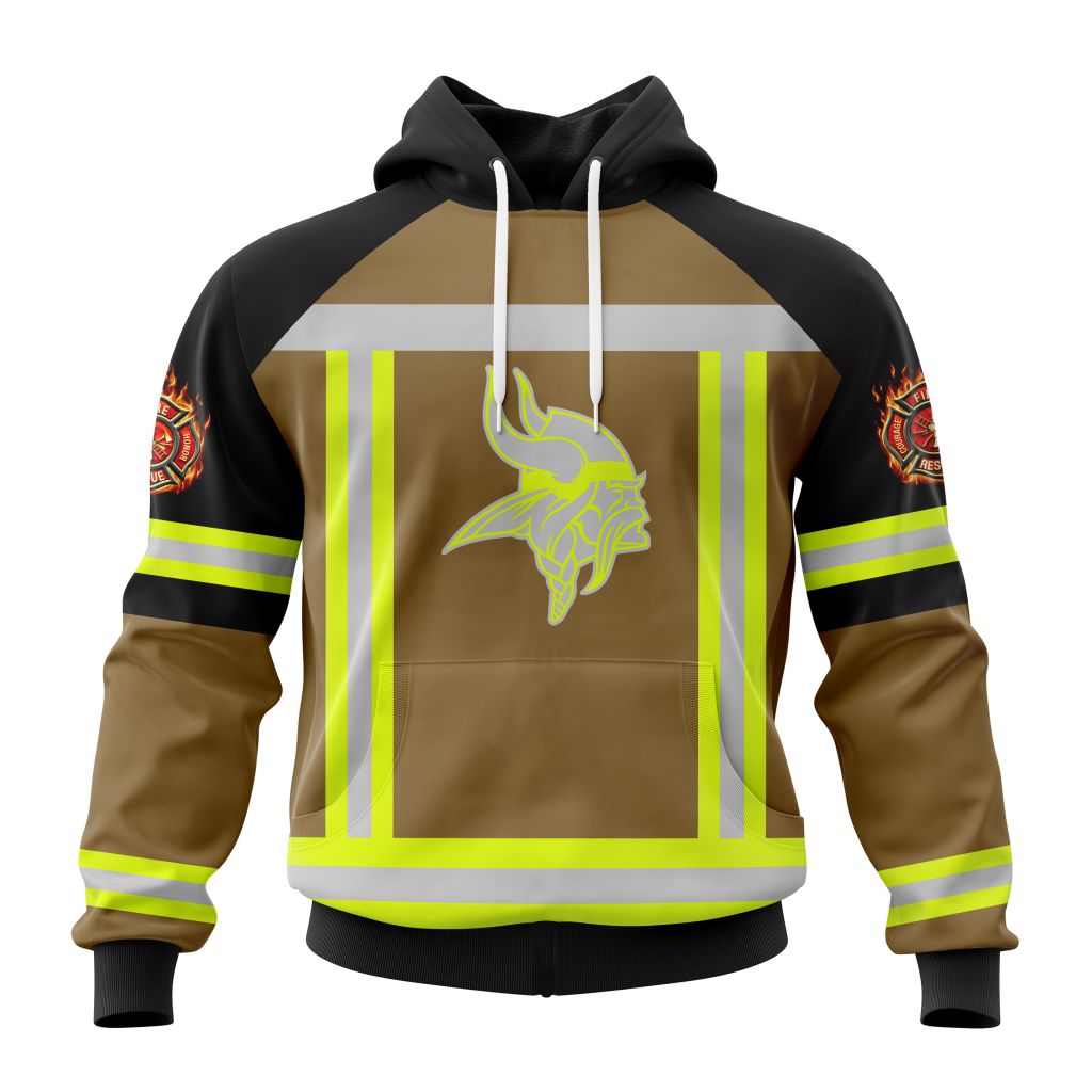 Customized NFL Minnesota Vikings Special Firefighter Uniform Design Unisex Hoodie PH1021