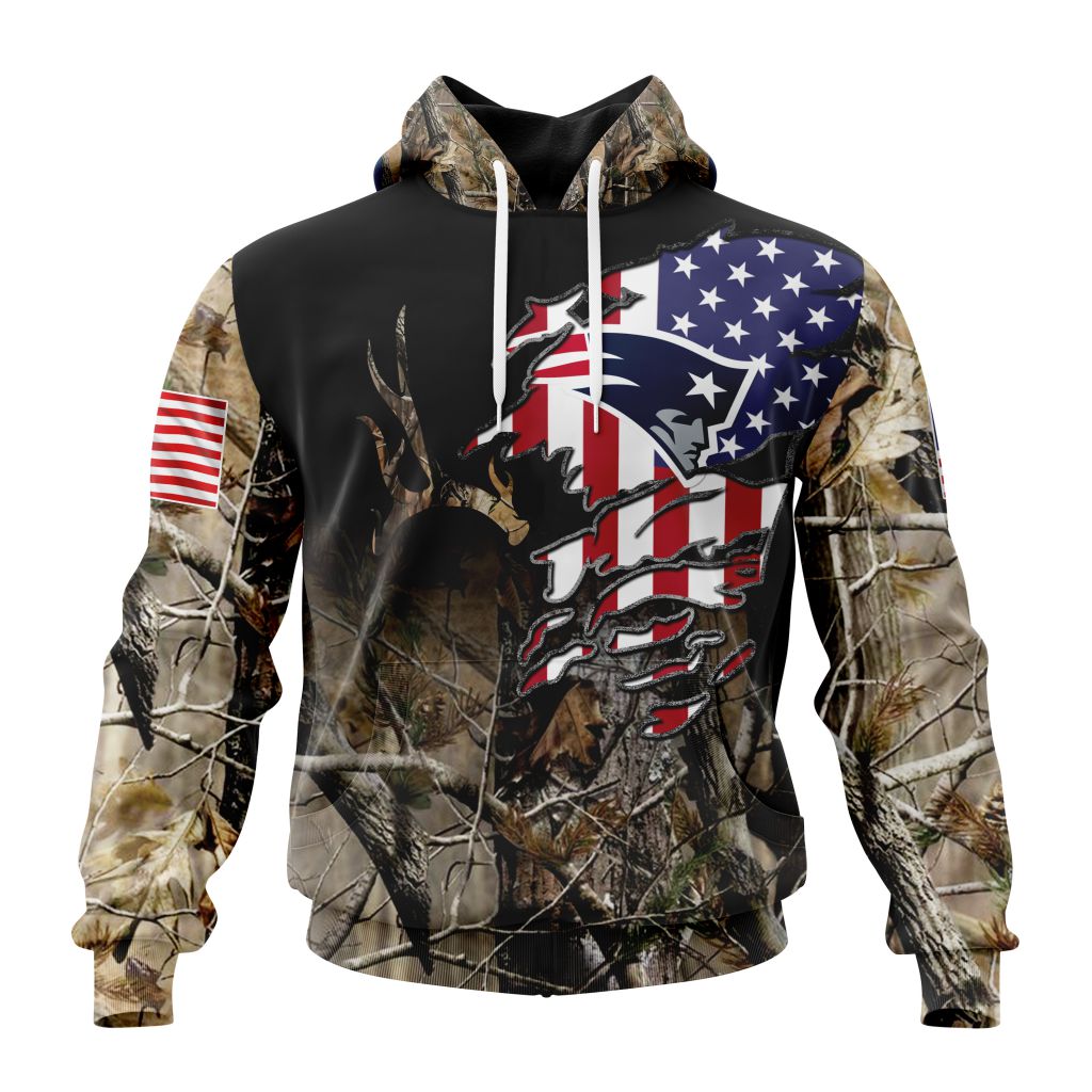 Customized NFL New England Patriots Special Camo Realtree Hunting Unisex Hoodie PH1026