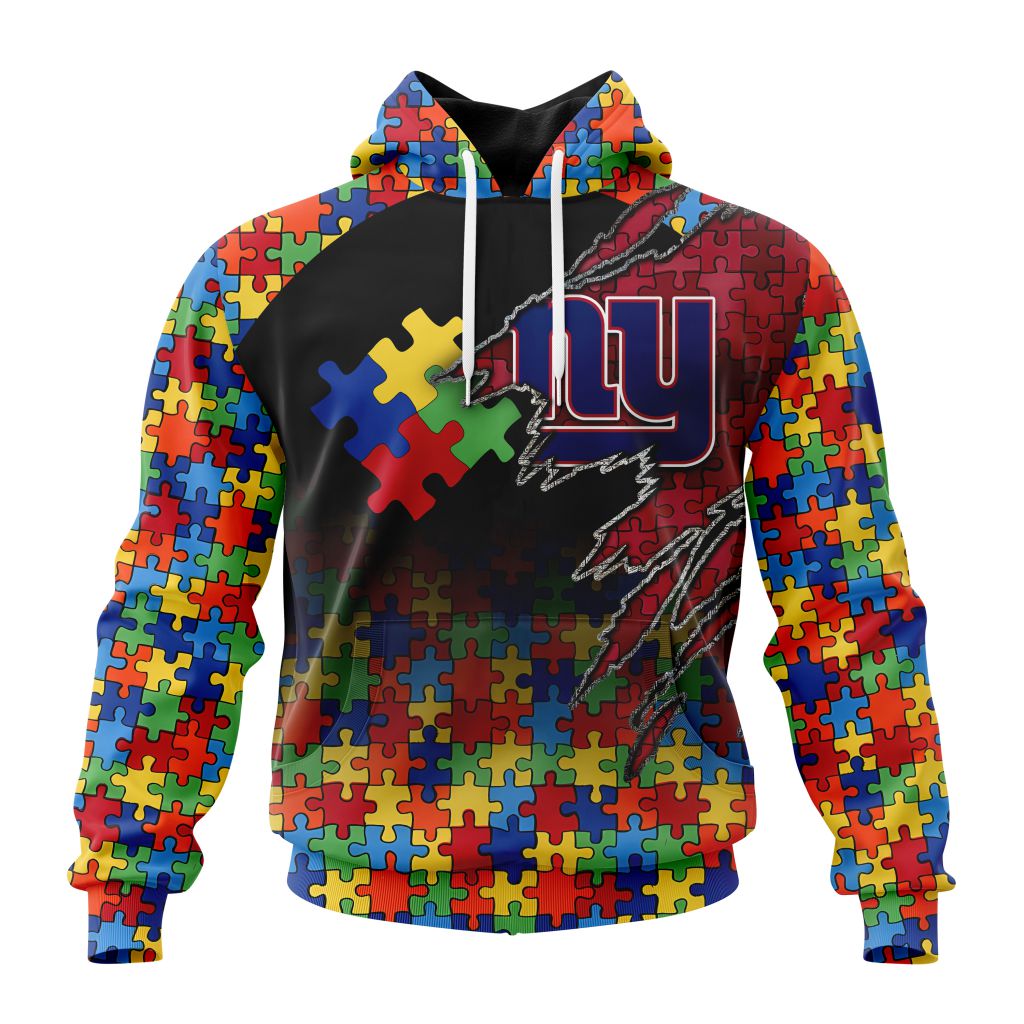 Customized NFL New York Giants Autism Awareness Design Unisex Hoodie PH1035