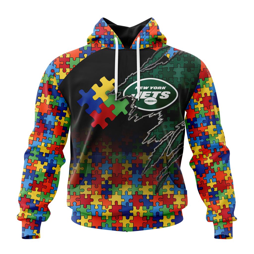 Customized NFL New York Jets Autism Awareness Design Unisex Hoodie PH1041