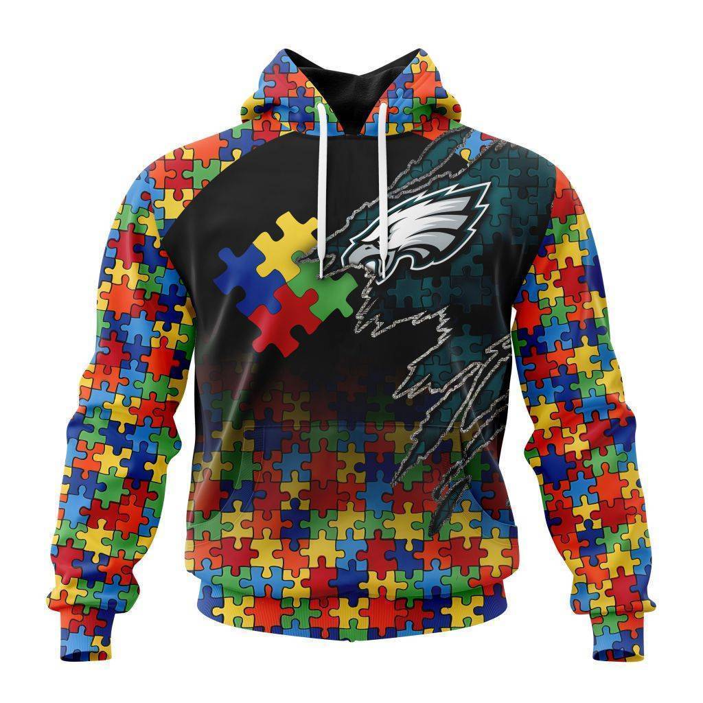 Customized NFL Philadelphia Eagles Autism Awareness Design Unisex Hoodie PH1047