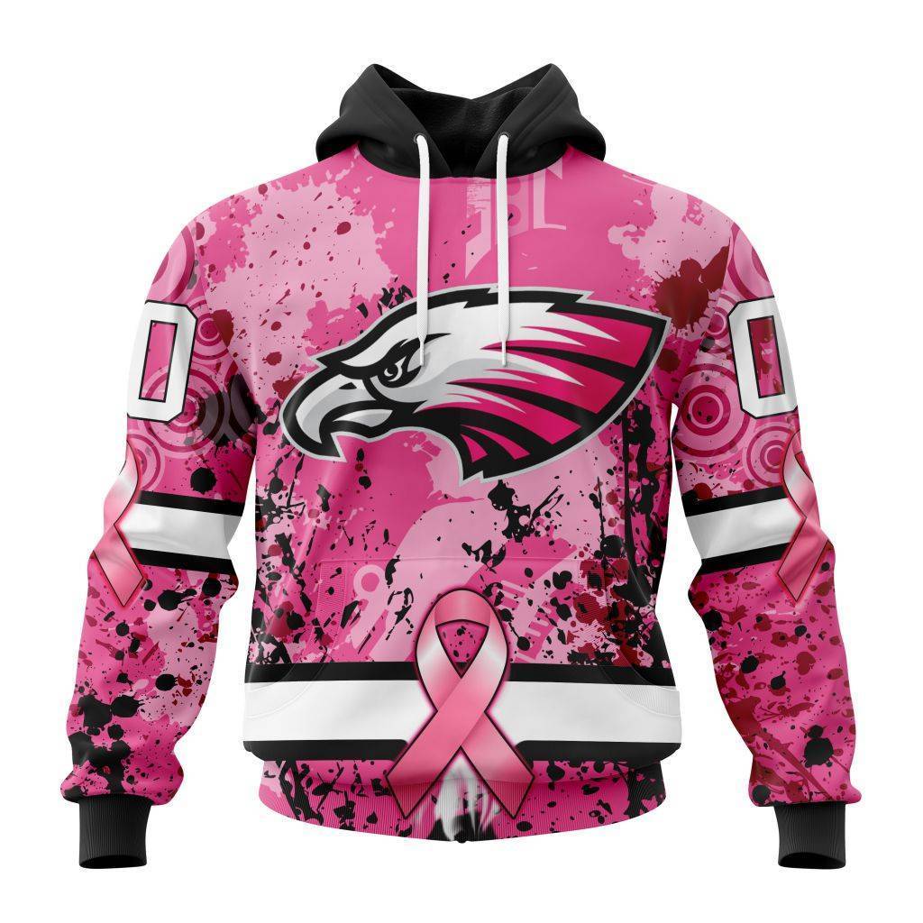 Customized NFL Philadelphia Eagles I Pink I Can In October We Wear Pink Breast Cancer Unisex Hoodie PH1049