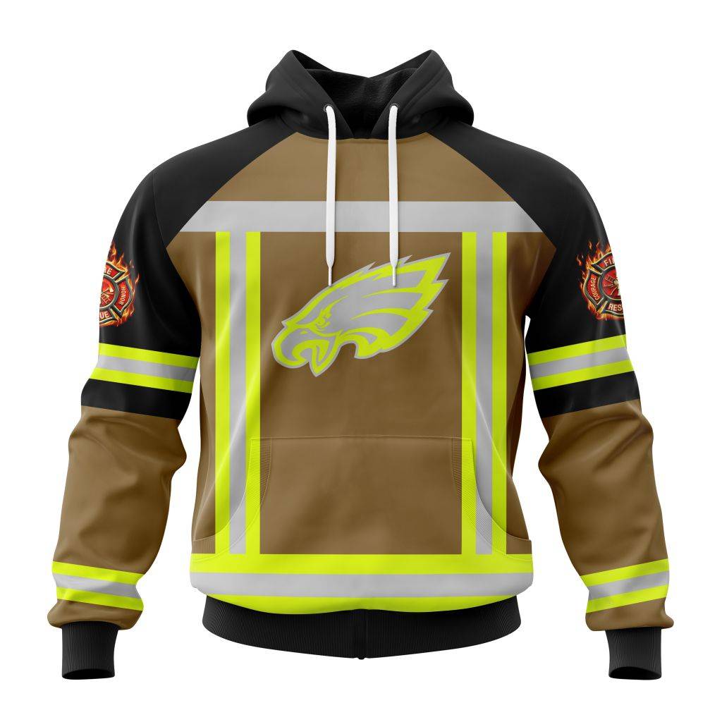 Customized NFL Philadelphia Eagles Special Firefighter Uniform Design Unisex Hoodie PH1051