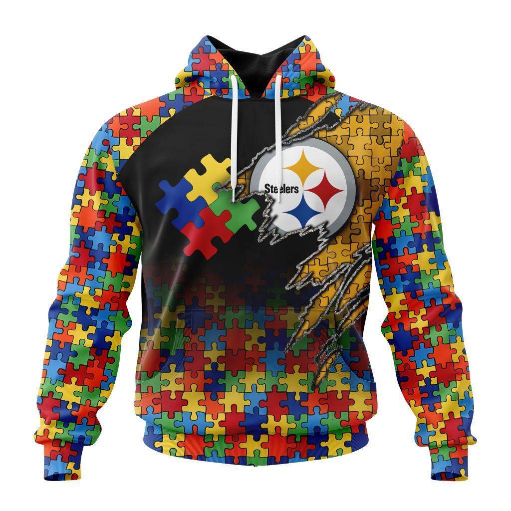 Customized NFL Pittsburgh Steelers Autism Awareness Design Unisex Hoodie PH1053