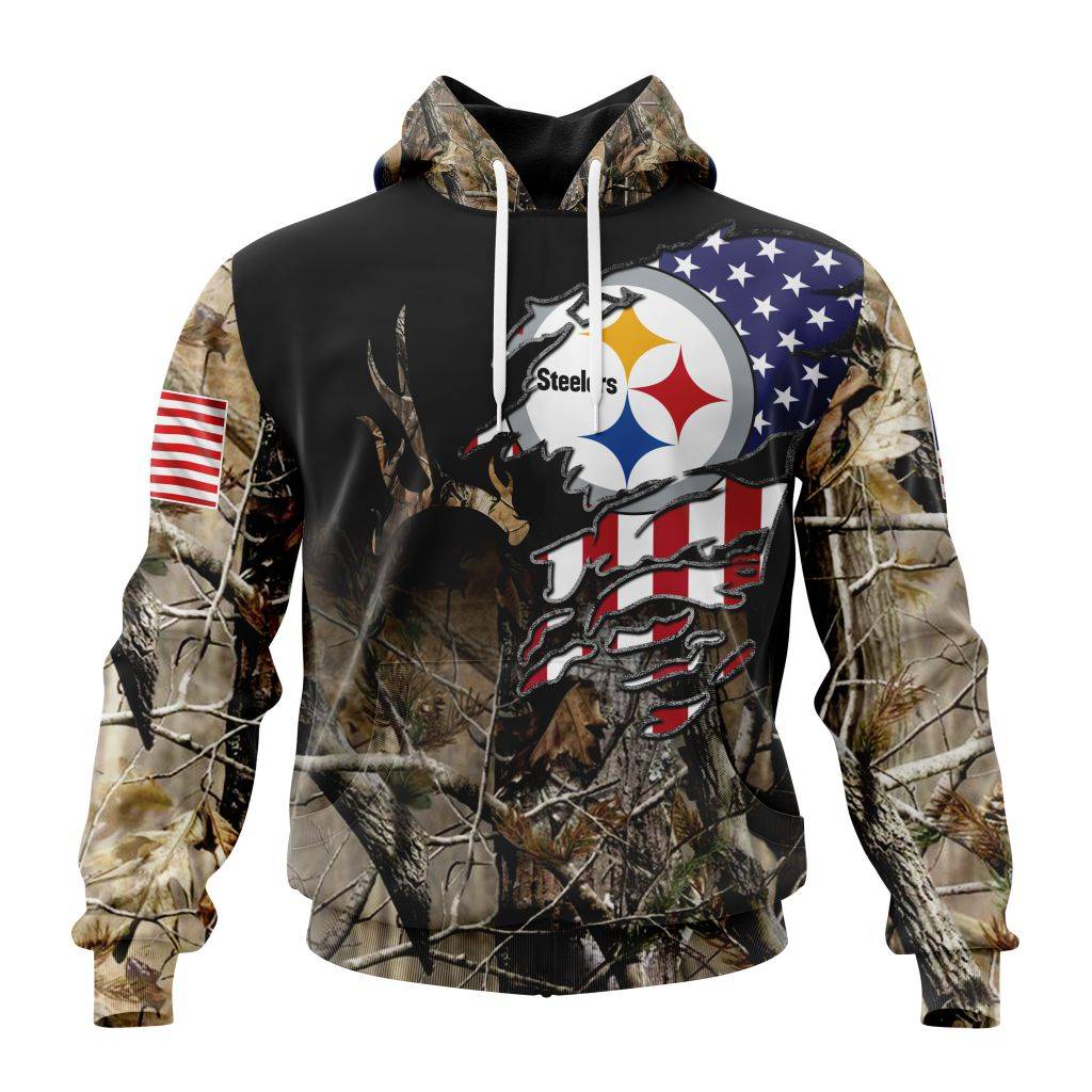 Customized NFL Pittsburgh Steelers Special Camo Realtree Hunting Unisex Hoodie PH1056