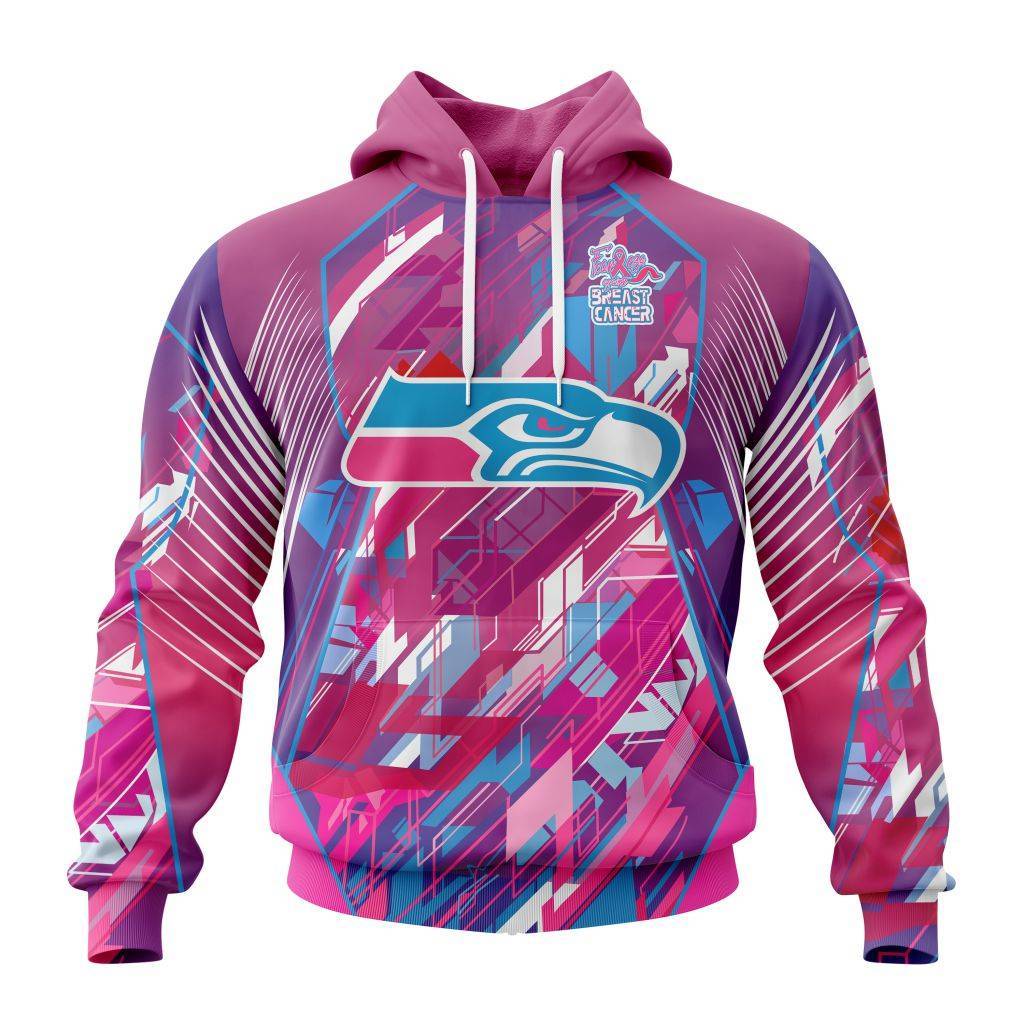 Customized NFL Seattle Seahawks I Pink I Can Fearless Again Breast Cancer Unisex Hoodie PH1066