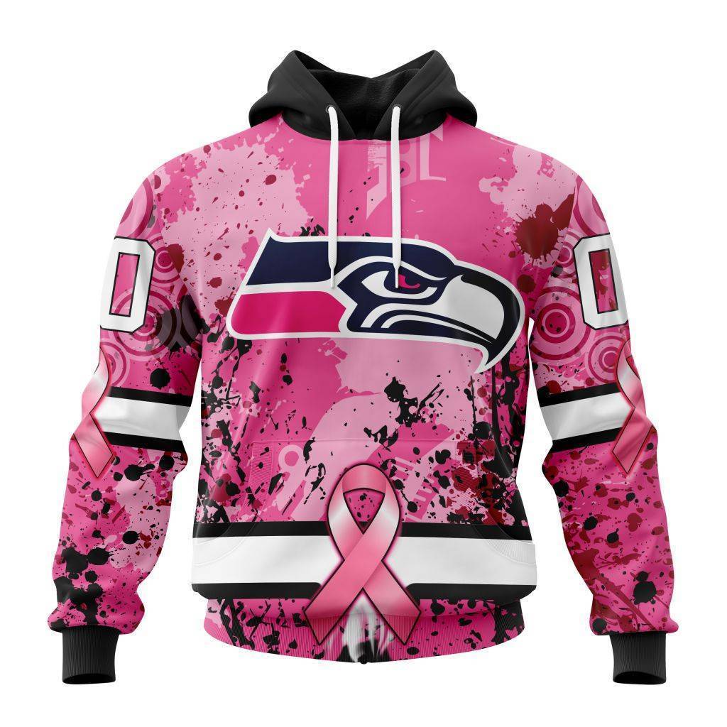 Customized NFL Seattle Seahawks I Pink I Can In October We Wear Pink Breast Cancer Unisex Hoodie PH1067