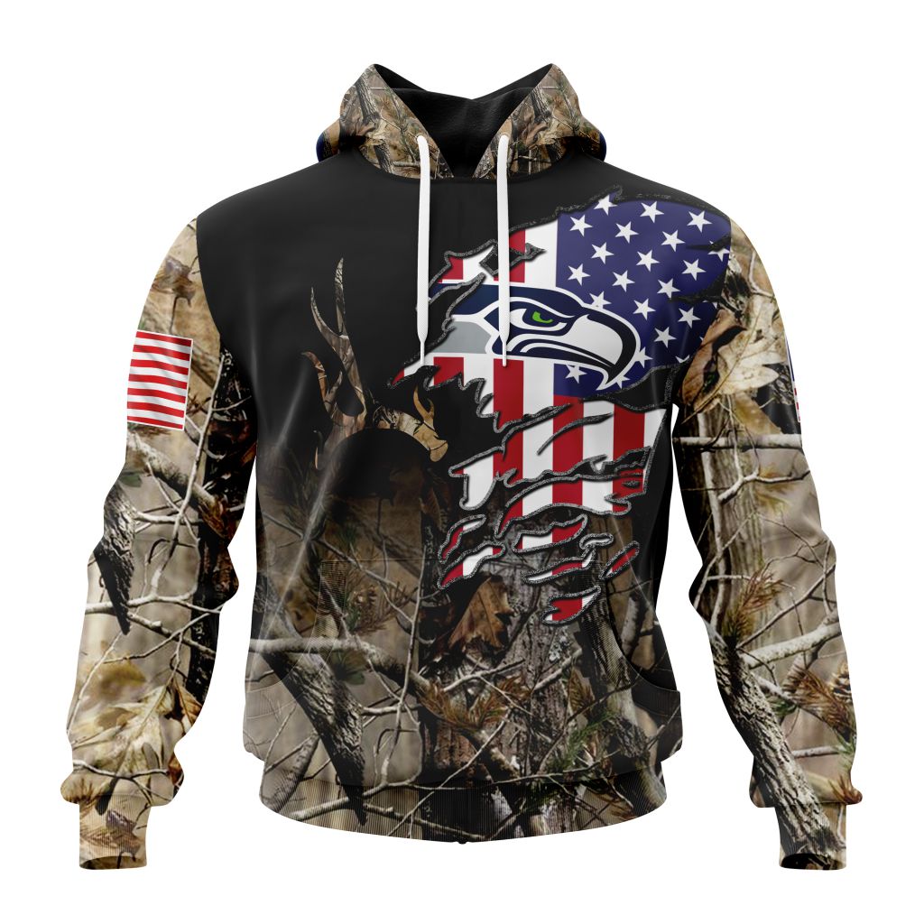 Customized NFL Seattle Seahawks Special Camo Realtree Hunting Unisex Hoodie PH1068
