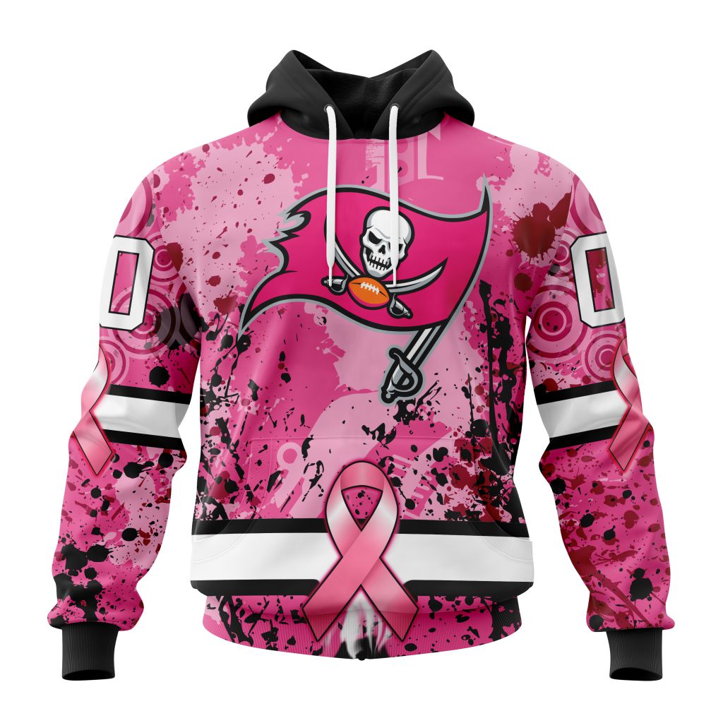 Customized NFL Tampa Bay Buccaneers I Pink I Can In October We Wear Pink Breast Cancer Unisex Hoodie PH1073