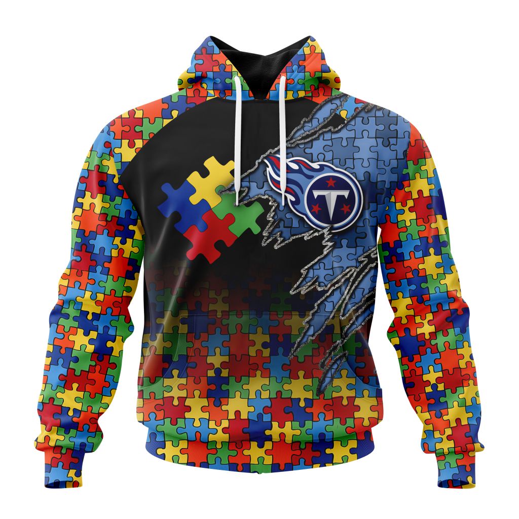Customized NFL Tennessee Titans Autism Awareness Design Unisex Hoodie PH1077