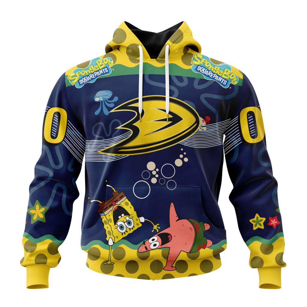 Customized NHL Anaheim Ducks Specialized Jersey With Spongebob Unisex Pullover Hoodie