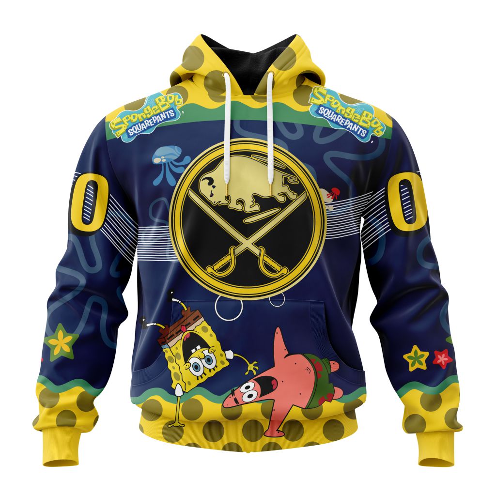 Customized NHL Buffalo Sabres Specialized Jersey With Spongebob Unisex Pullover Hoodie