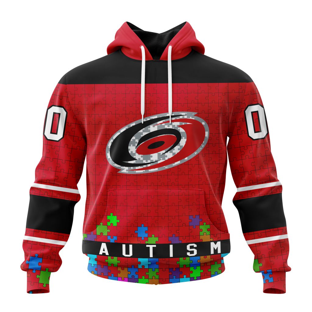 Customized NHL Carolina Hurricanes Hockey Fights Against Autism Unisex Pullover Hoodie