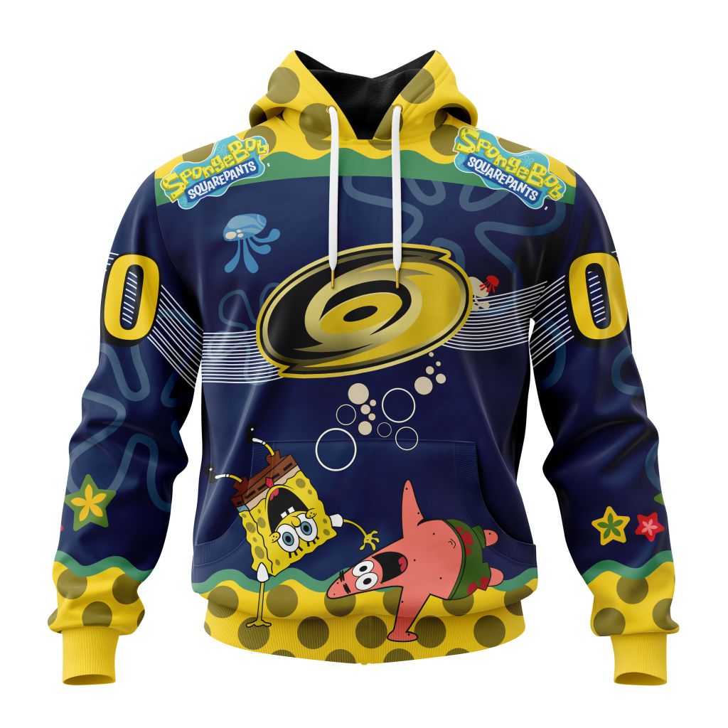Customized NHL Carolina Hurricanes Specialized Jersey With Spongebob Unisex Pullover Hoodie