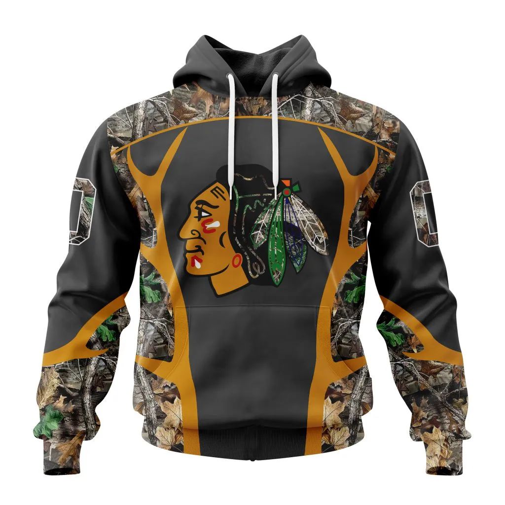 Customized NHL Chicago Blackhawks Special Camo Hunting Design Unisex Hoodie