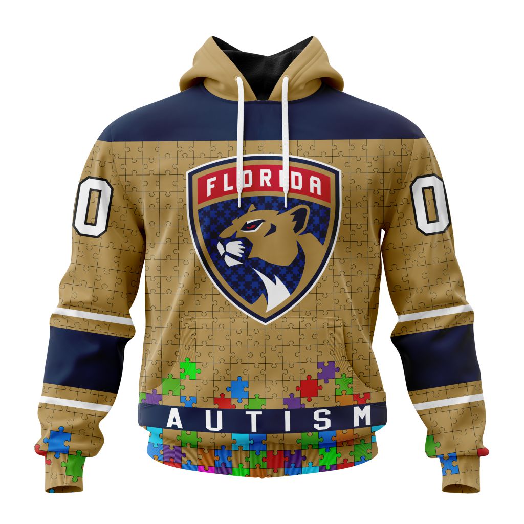 Customized NHL Florida Panthers Hockey Fights Against Autism Unisex Pullover Hoodie