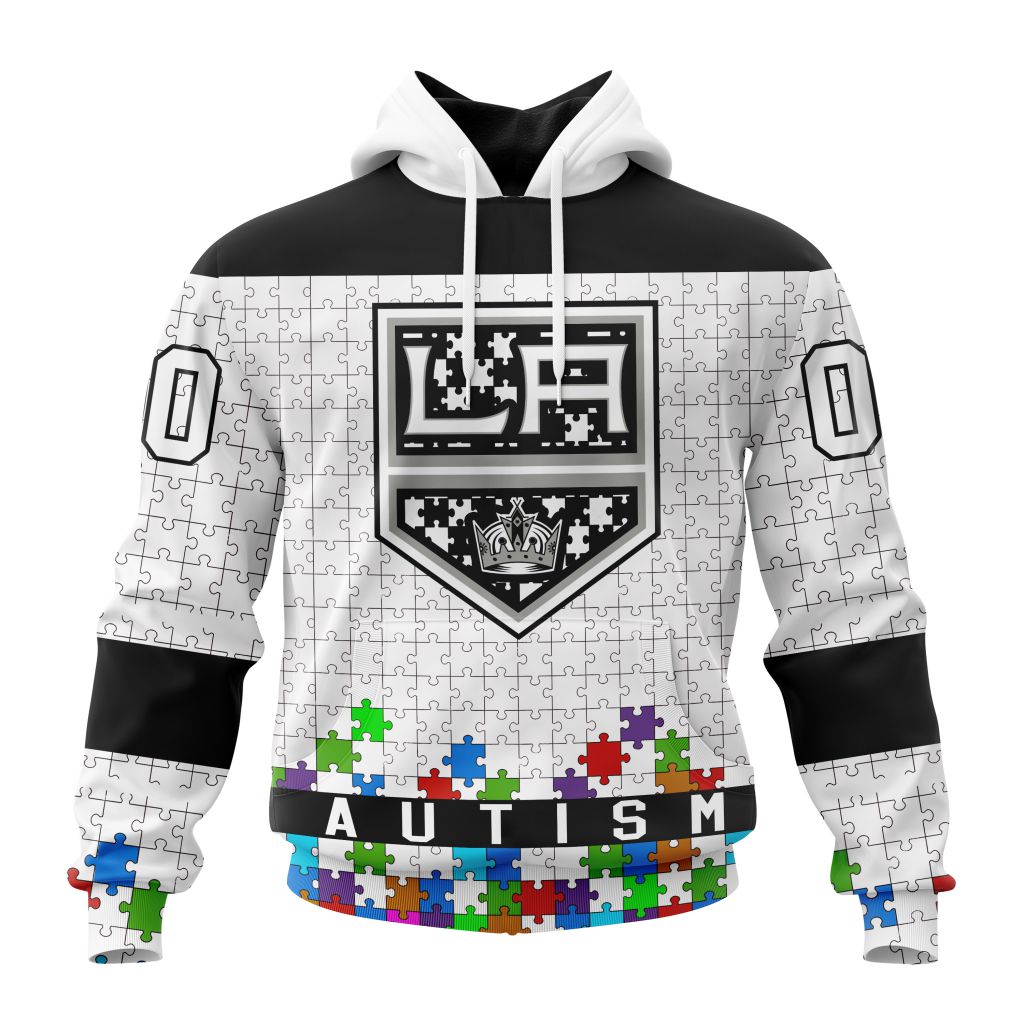 Customized NHL Los Angeles Kings Hockey Fights Against Autism Unisex Pullover Hoodie