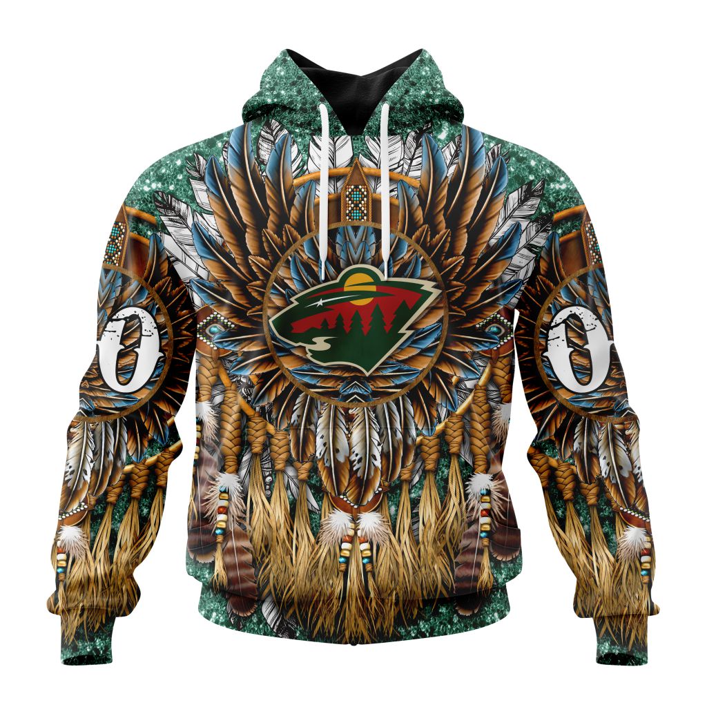 Customized NHL Minnesota Wild Special Native Costume Design Unisex Pullover Hoodie