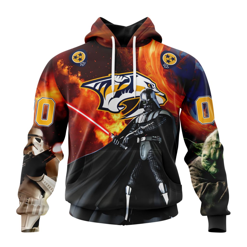 Customized NHL Nashville Predators Specialized Darth Vader Star Wars Unisex Pullover Hoodie