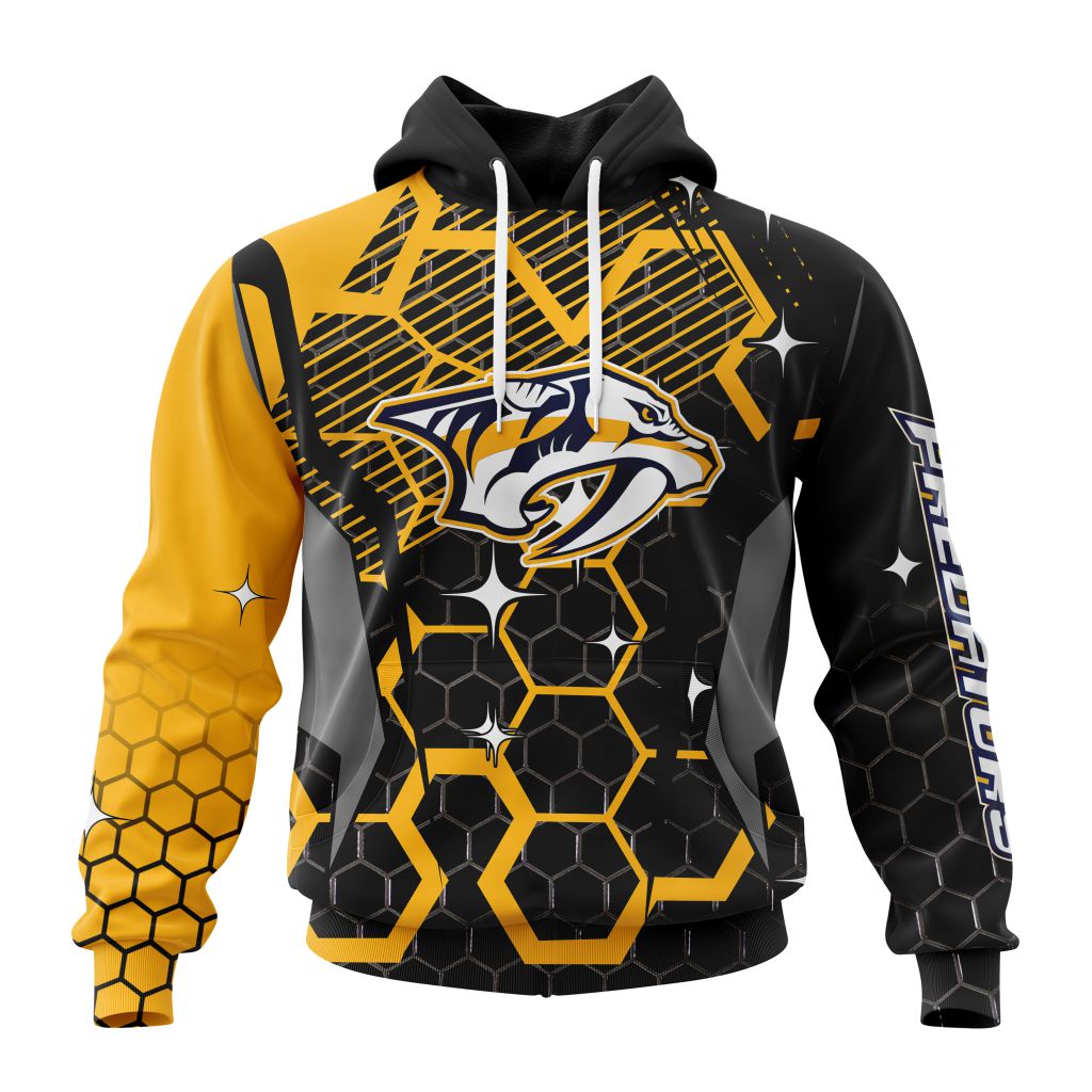 Customized NHL Nashville Predators Specialized Design With Motocross Style Unisex Pullover Hoodie