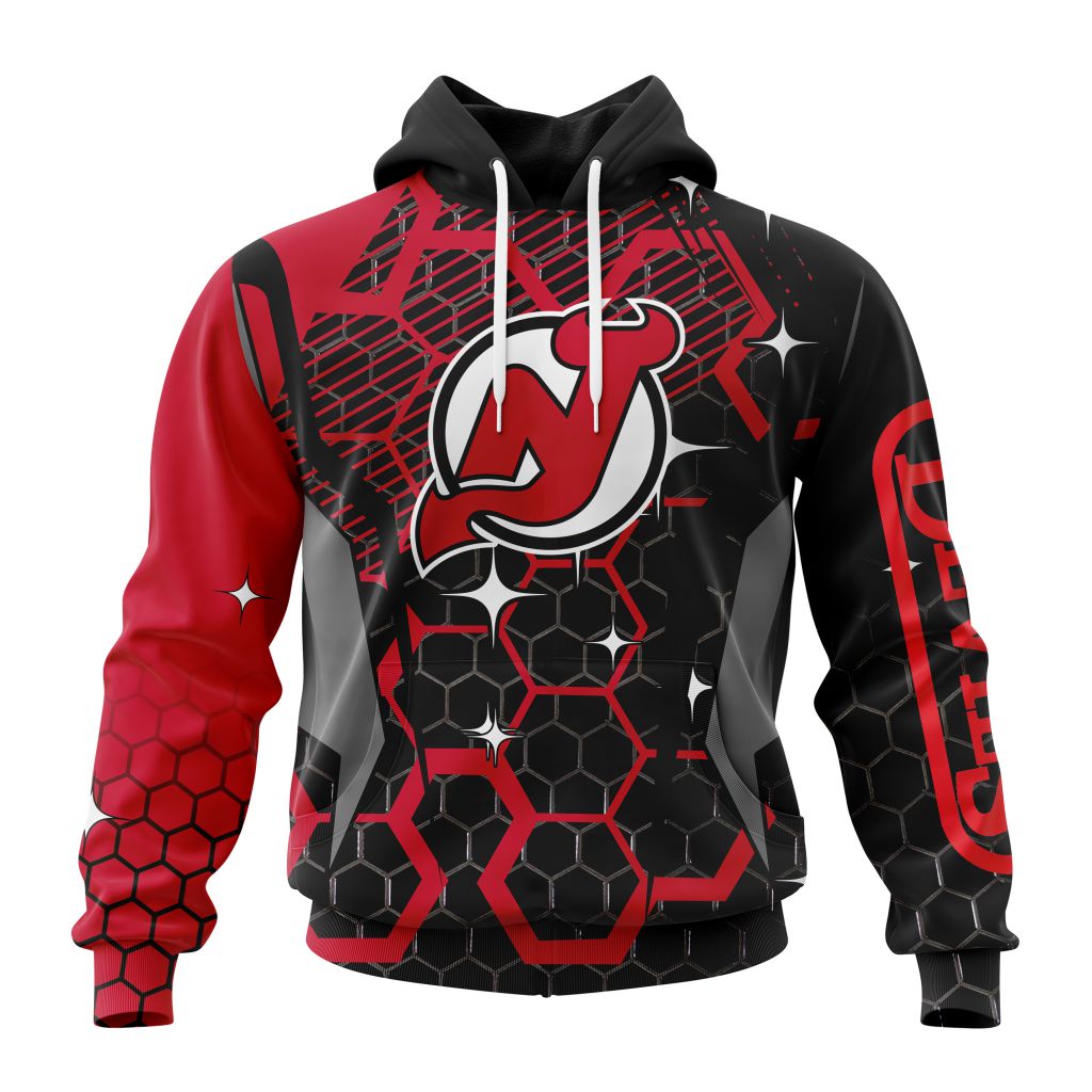 Customized NHL New Jersey Devils Specialized Design With Motocross Style Unisex Pullover Hoodie