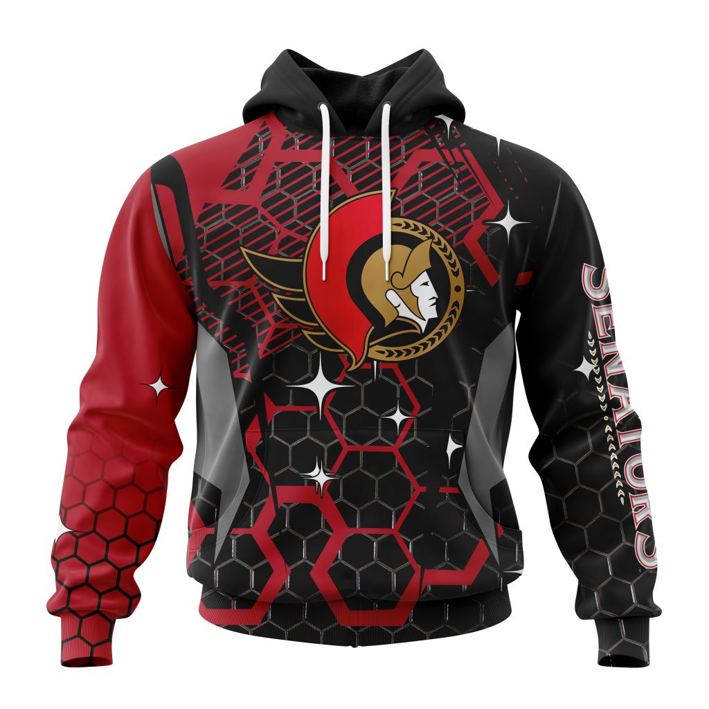 Customized NHL Ottawa Senators Specialized Design With Motocross Style Unisex Pullover Hoodie