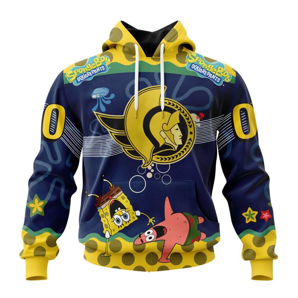 Customized NHL Ottawa Senators Specialized Jersey With Spongebob Unisex Pullover Hoodie
