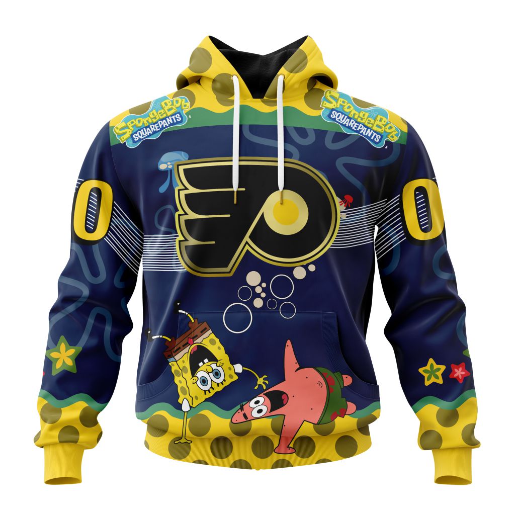 Customized NHL Philadelphia Flyers Specialized Jersey With Spongebob Unisex Pullover Hoodie