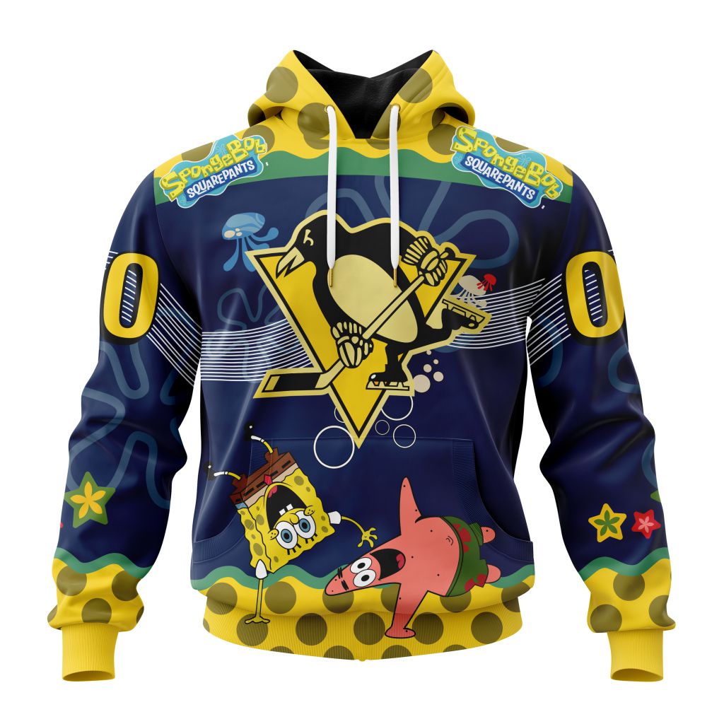 Customized NHL Pittsburgh Penguins Specialized Jersey With Spongebob Unisex Pullover Hoodie