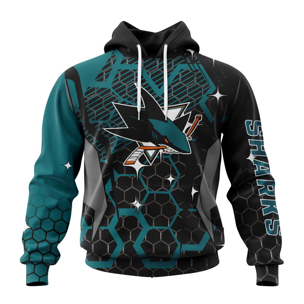 Customized NHL San Jose Sharks Specialized Design With Motocross Style Unisex Pullover Hoodie