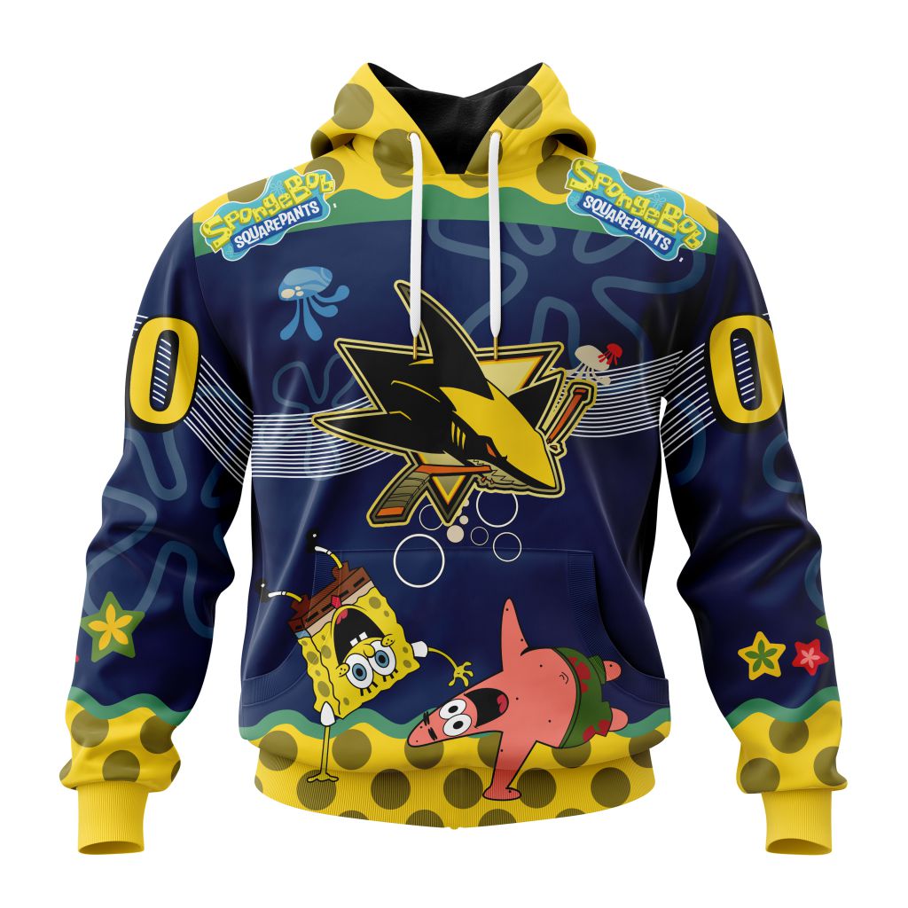 Customized NHL San Jose Sharks Specialized Jersey With Spongebob Unisex Pullover Hoodie
