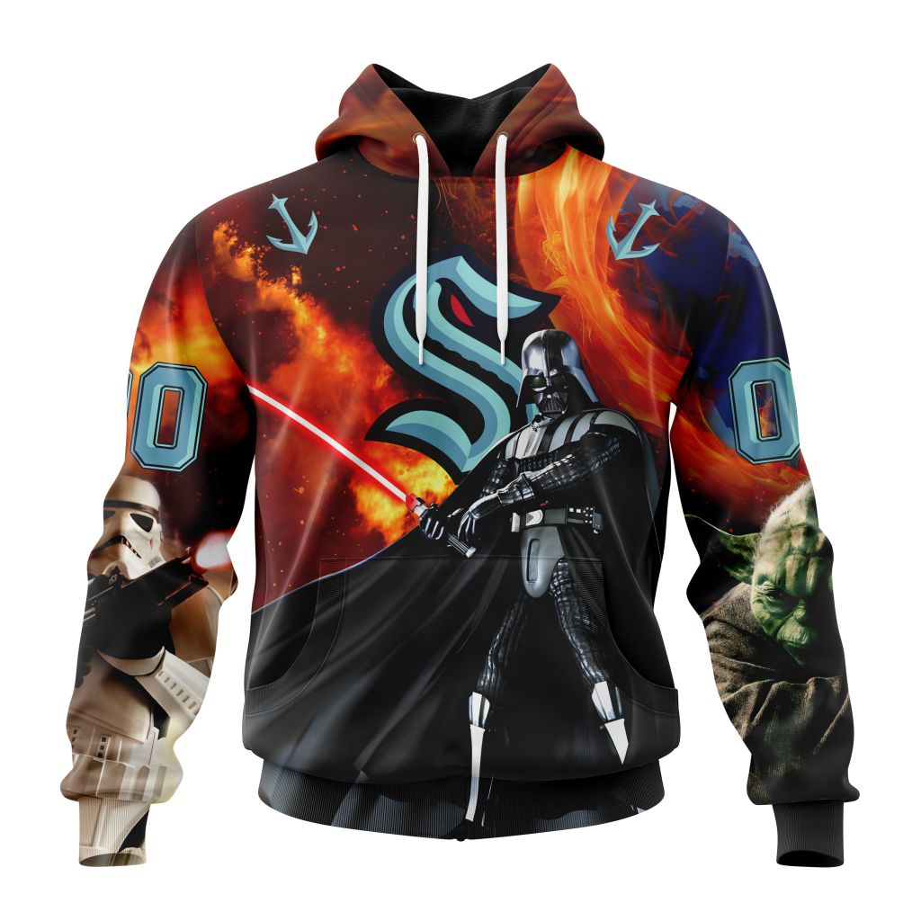 Customized NHL Seattle Kraken Specialized Darth Vader Star Wars Unisex Pullover Hoodie