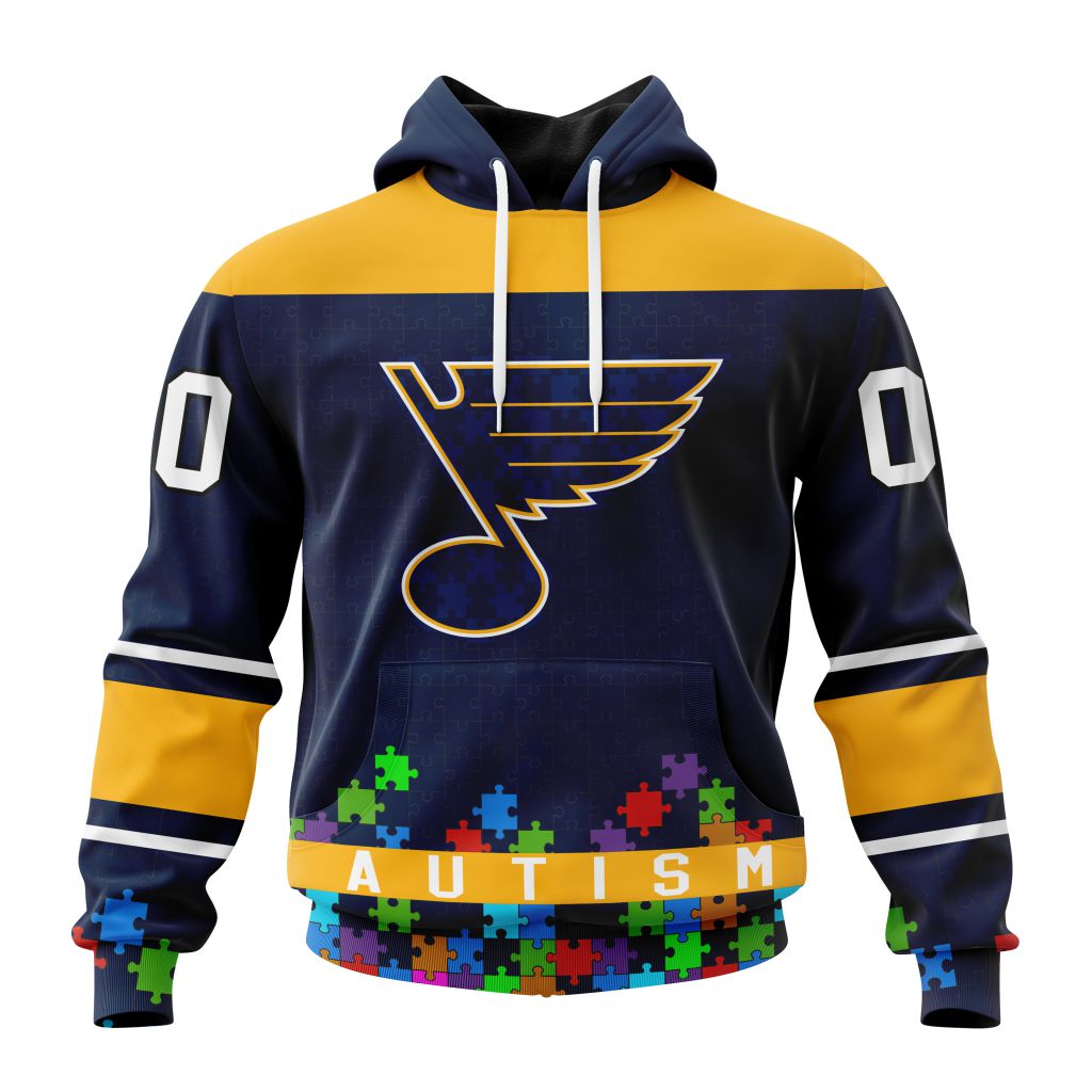 Customized NHL St Louis Blues Hockey Fights Against Autism Unisex Pullover Hoodie