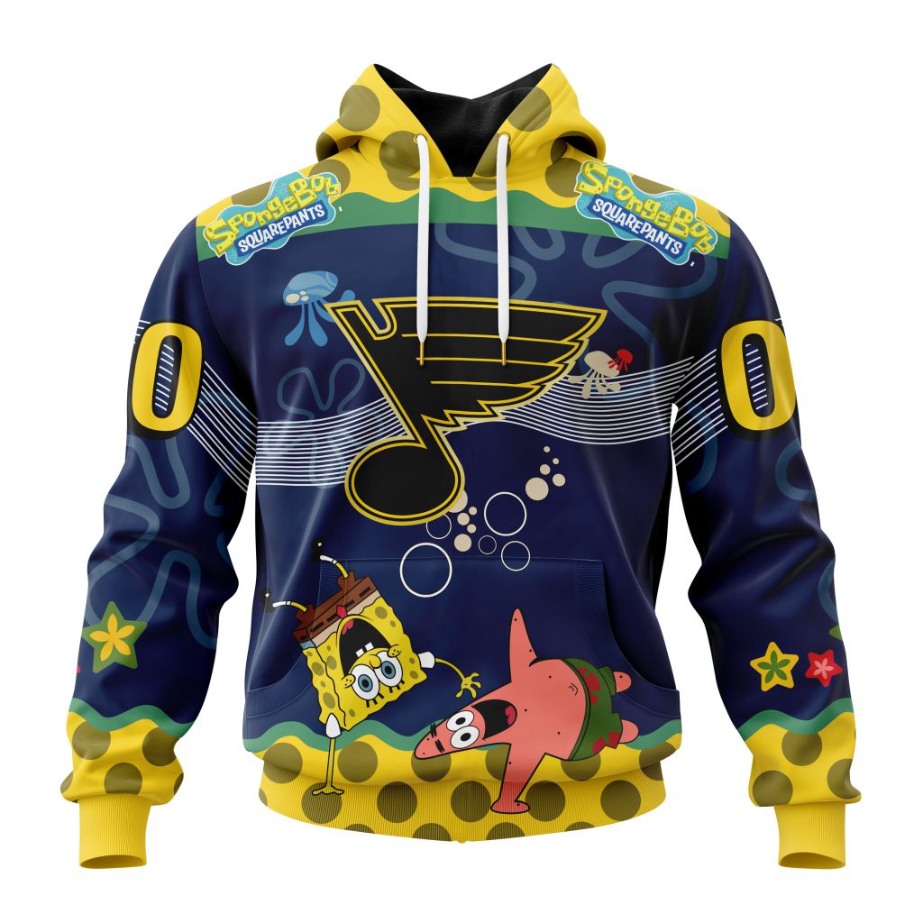 Customized NHL St Louis Blues Specialized Jersey With Spongebob Unisex Pullover Hoodie