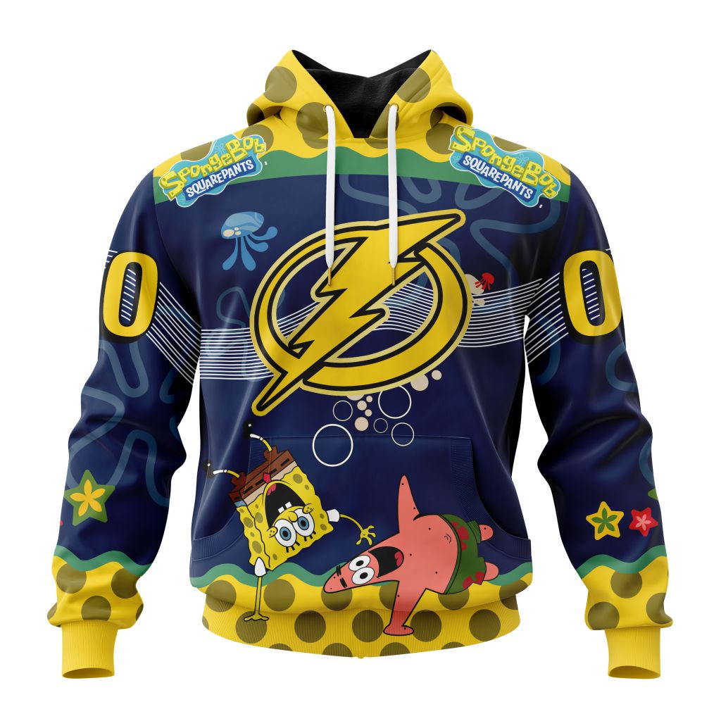 Customized NHL Tampa Bay Lightning Specialized Jersey With Spongebob Unisex Pullover Hoodie