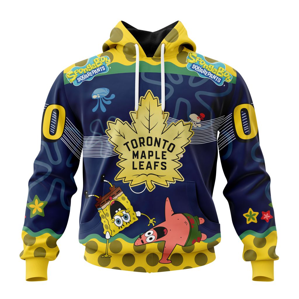 Customized NHL Toronto Maple Leafs Specialized Jersey With Spongebob Unisex Pullover Hoodie