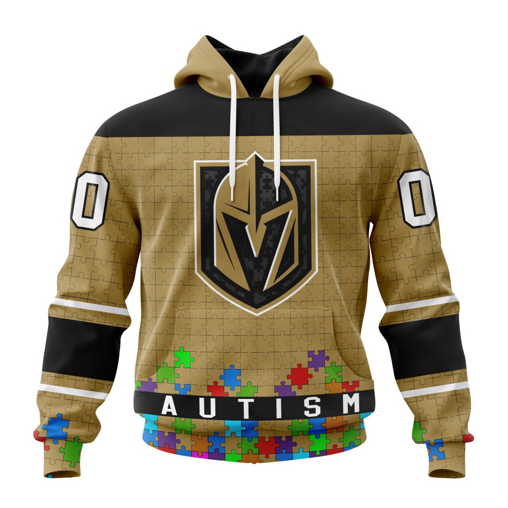 Customized NHL Vegas Golden Knights Hockey Fights Against Autism Unisex Pullover Hoodie