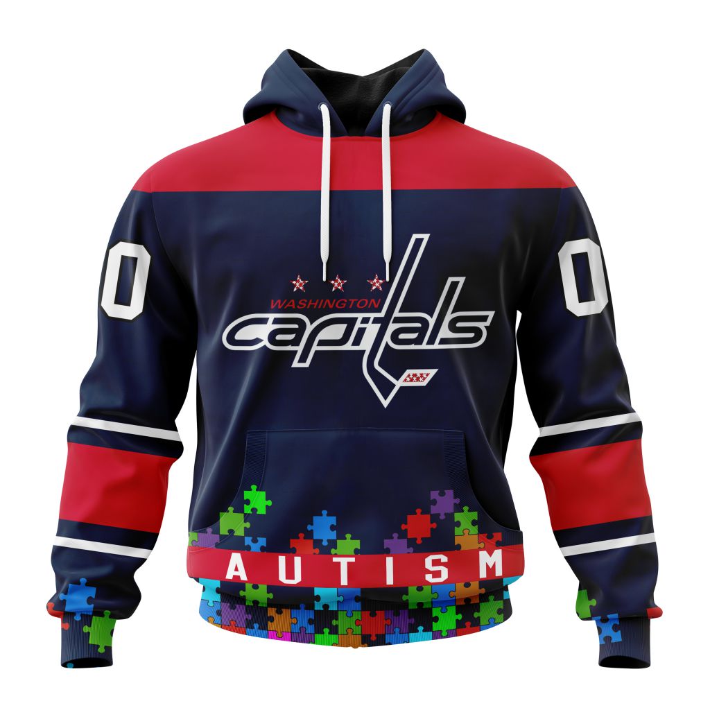 Customized NHL Washington Capitals Hockey Fights Against Autism Unisex Pullover Hoodie