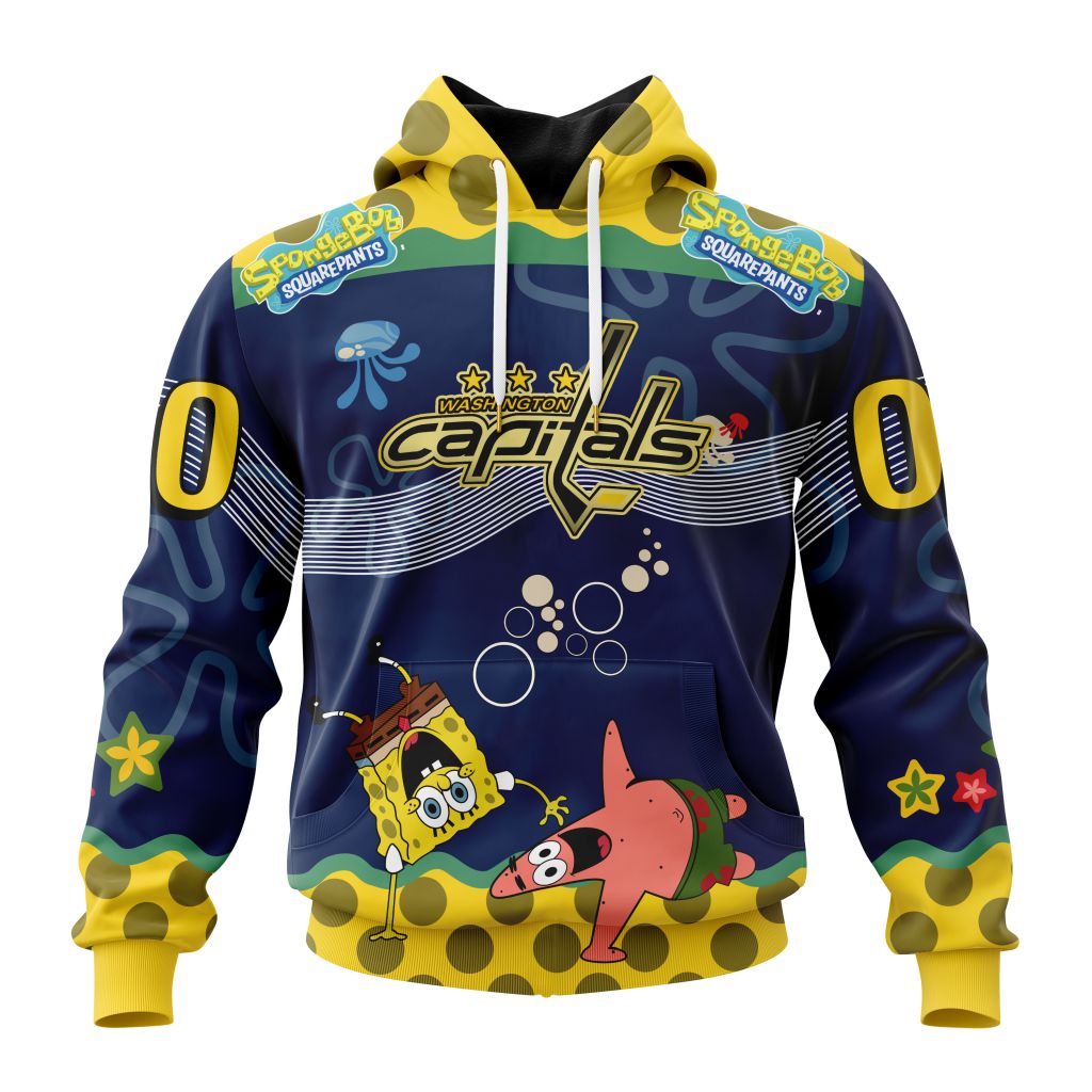 Customized NHL Washington Capitals Specialized Jersey With Spongebob Unisex Pullover Hoodie
