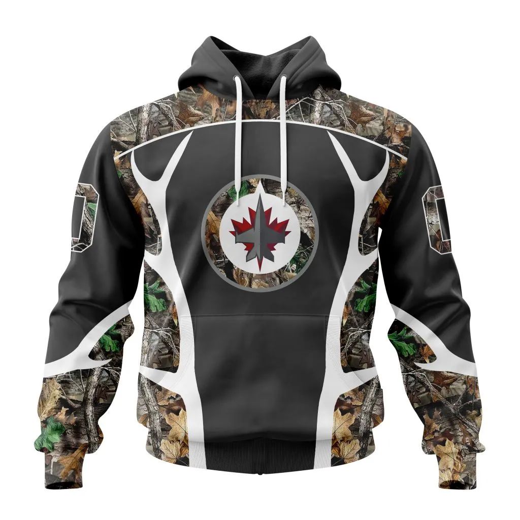 Customized NHL Winnipeg Jets Special Camo Hunting Design Unisex Hoodie
