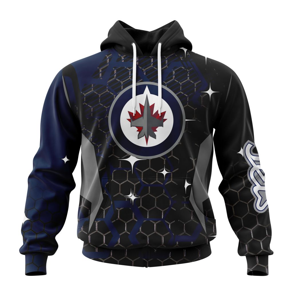 Customized NHL Winnipeg Jets Specialized Design With Motocross Style Unisex Pullover Hoodie