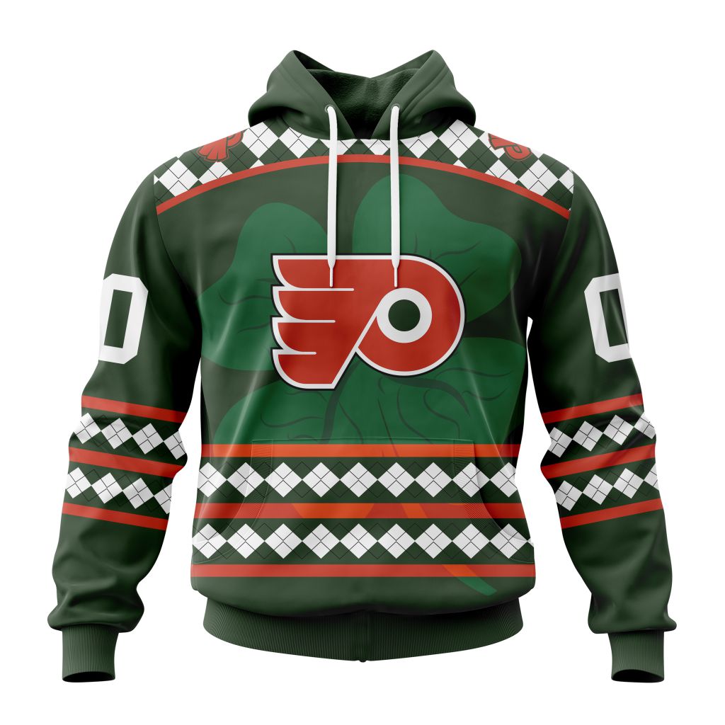 Customized Philadelphia Flyers Green Shamrock Celebrate St Patricks Day Unisex Pullover Hoodie