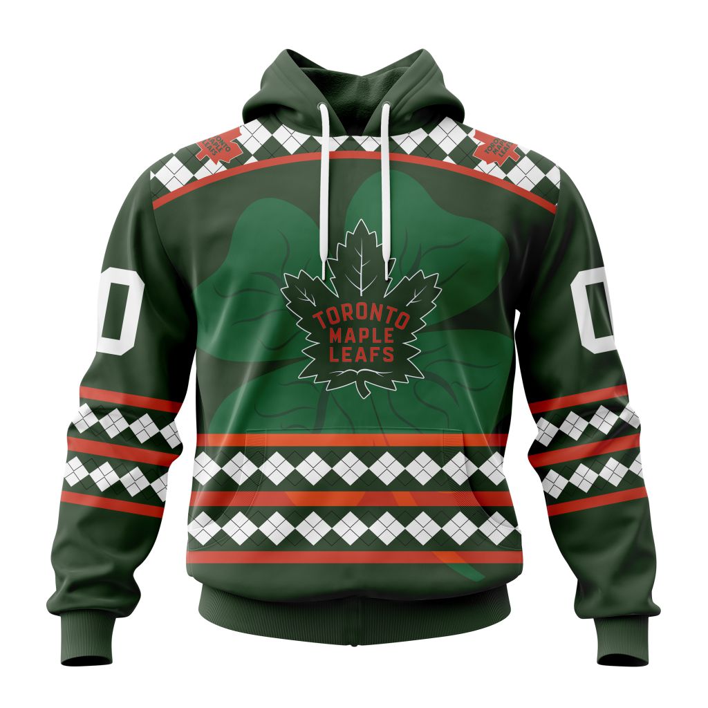 Customized Toronto Maple Leafs Green Shamrock Celebrate St Patricks Day Unisex Pullover Hoodie