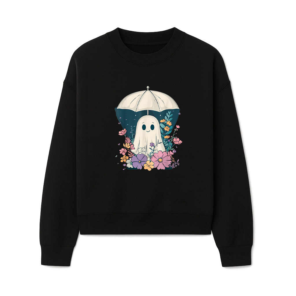Cute Boho Ghost Under Umbrella Halloween Party Ghost Costume Sweatshirts 06-10-2025
