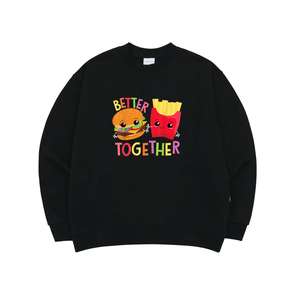 Cute Cheeseburger With Fries Kawaii Design Idea Sweatshirt