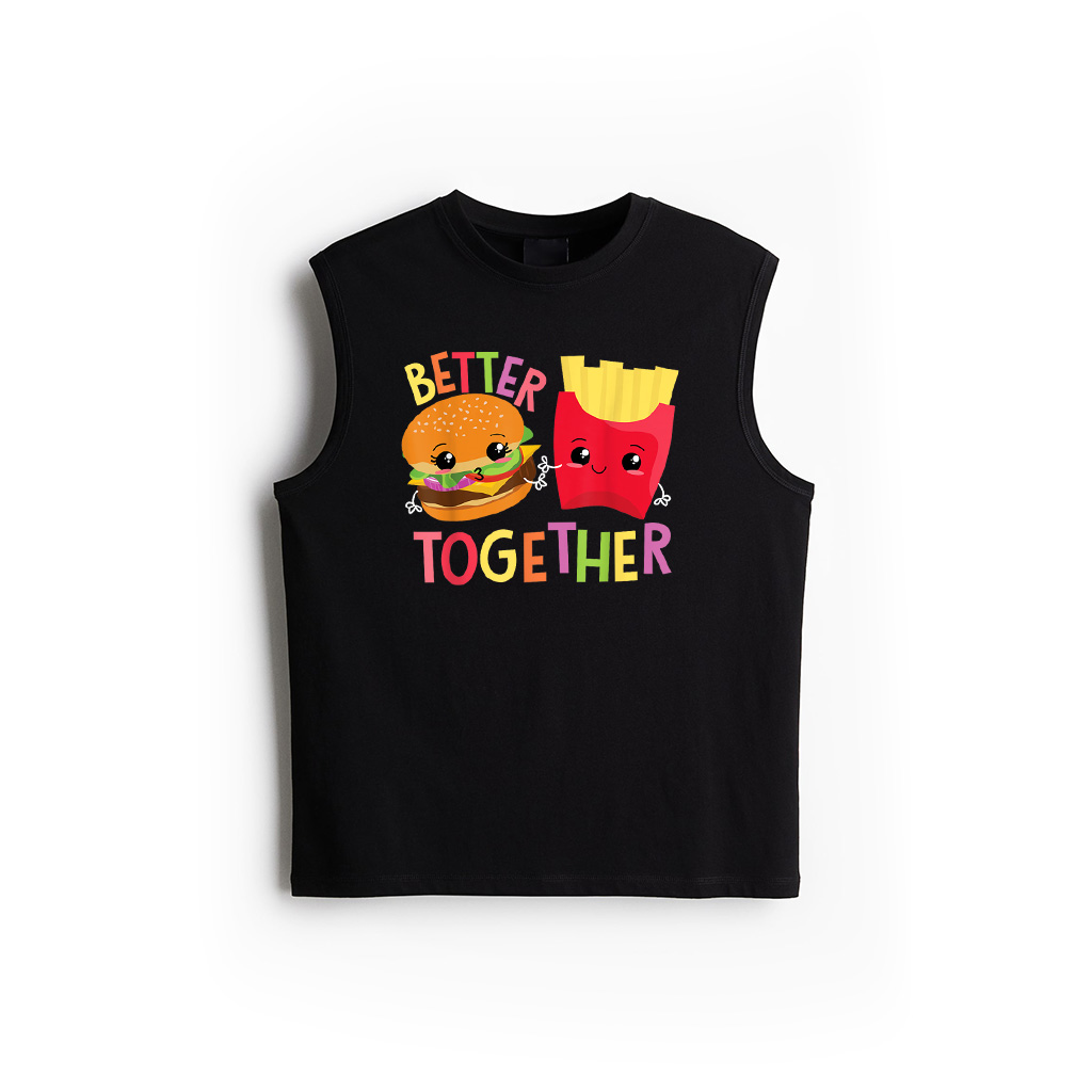 Cute Cheeseburger With Fries Kawaii Design Idea Tank Top
