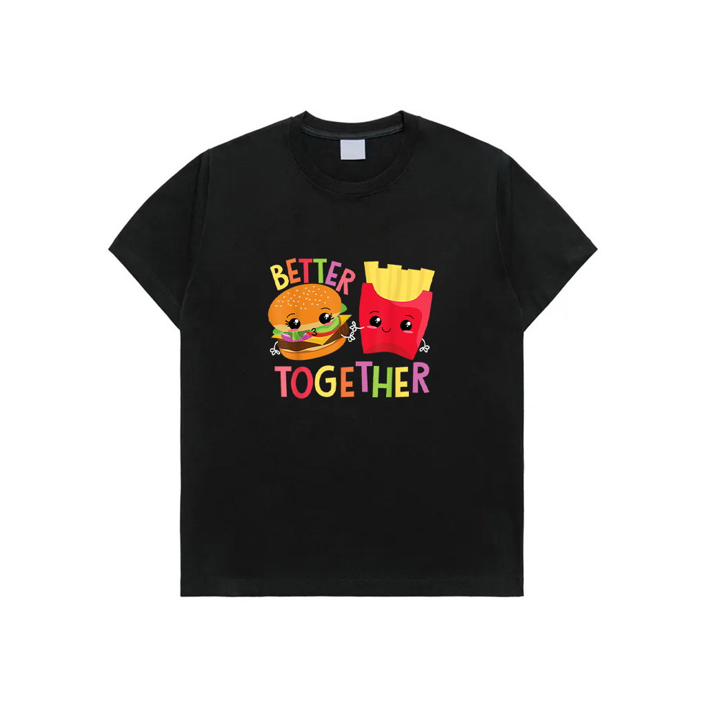 Cute Cheeseburger With Fries Kawaii Design Idea T-Shirt